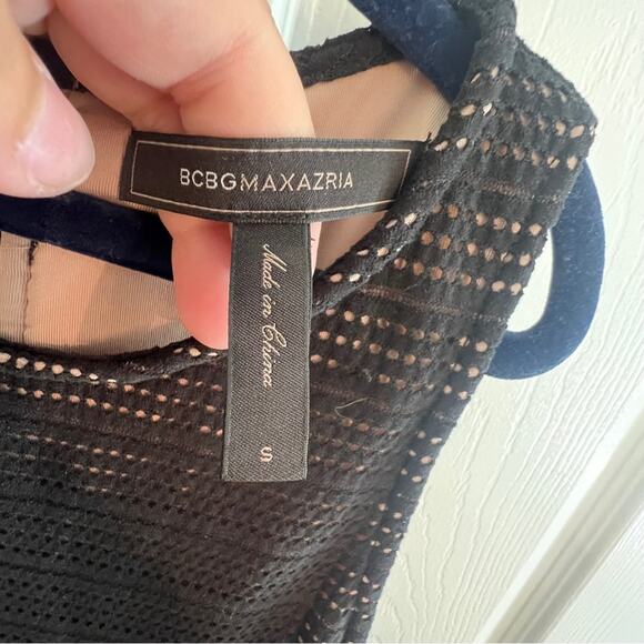 BCBGMaxazria Dress Size Small Cassandra A-line Sheer cut out Lined Sexy Mini - Picture 5 of 10